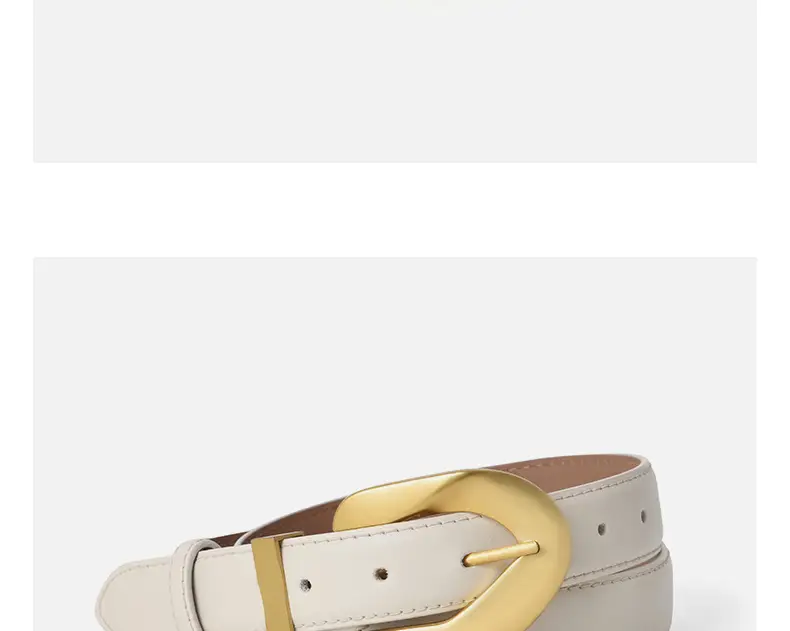 Korean Style Belt with Gold Buckle Brown Leather β feature 12