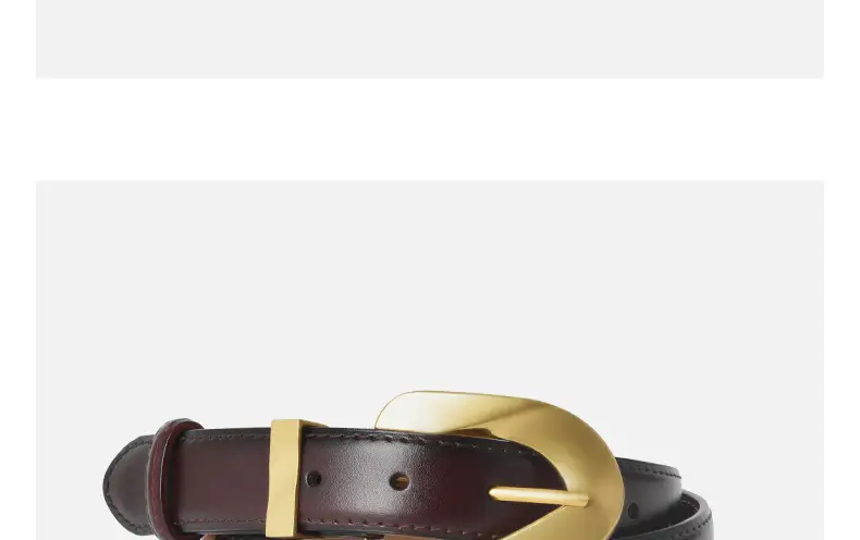 Korean Style Belt with Gold Buckle Brown Leather β feature 15