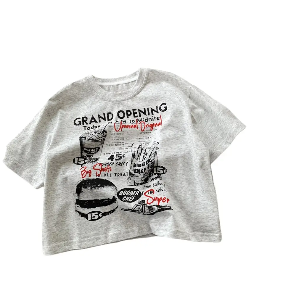 Boys Grey Graphic T-Shirt 2025 Summer Cool Western Style - Image 6