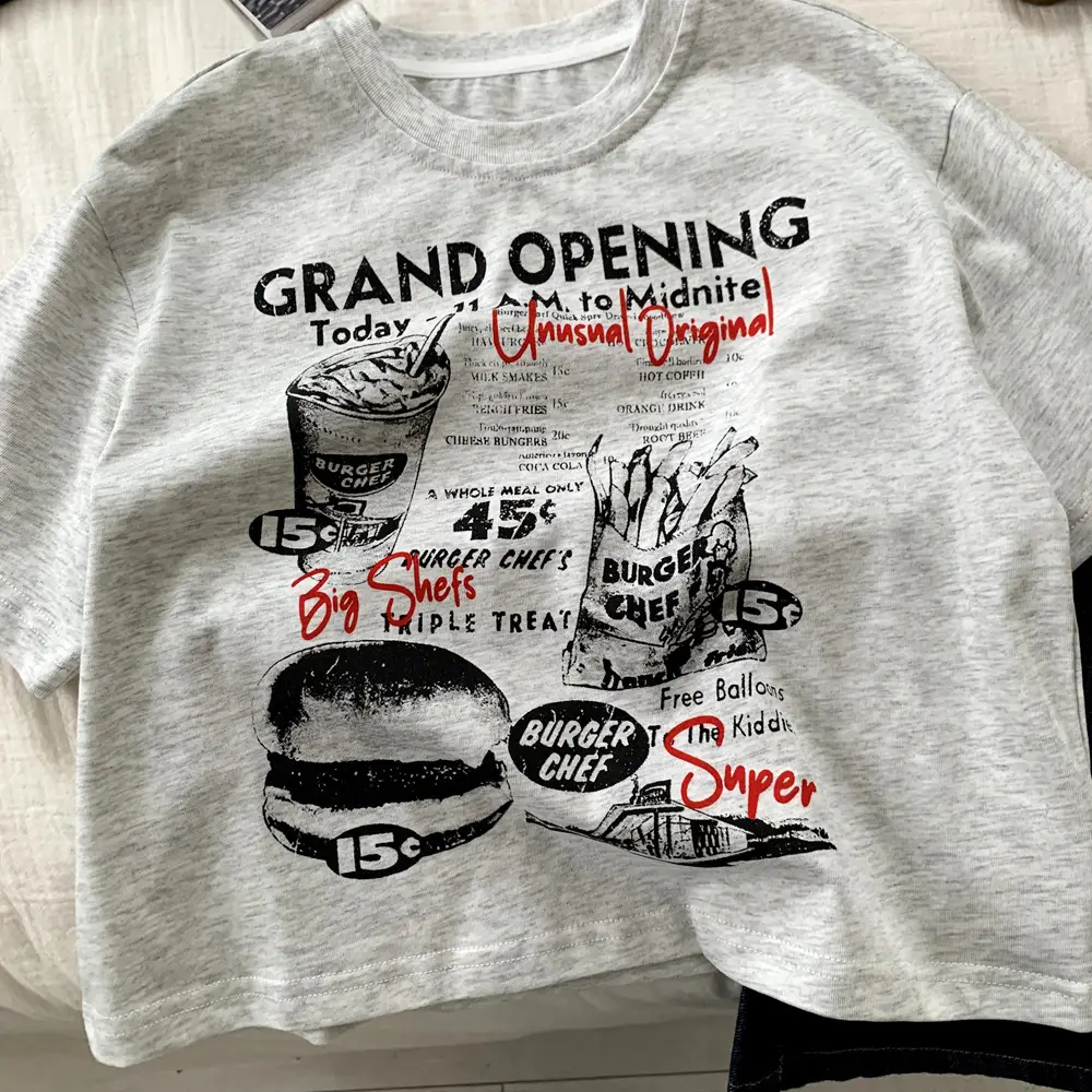 Boys Grey Graphic T-Shirt 2025 Summer Cool Western Style — feature 4