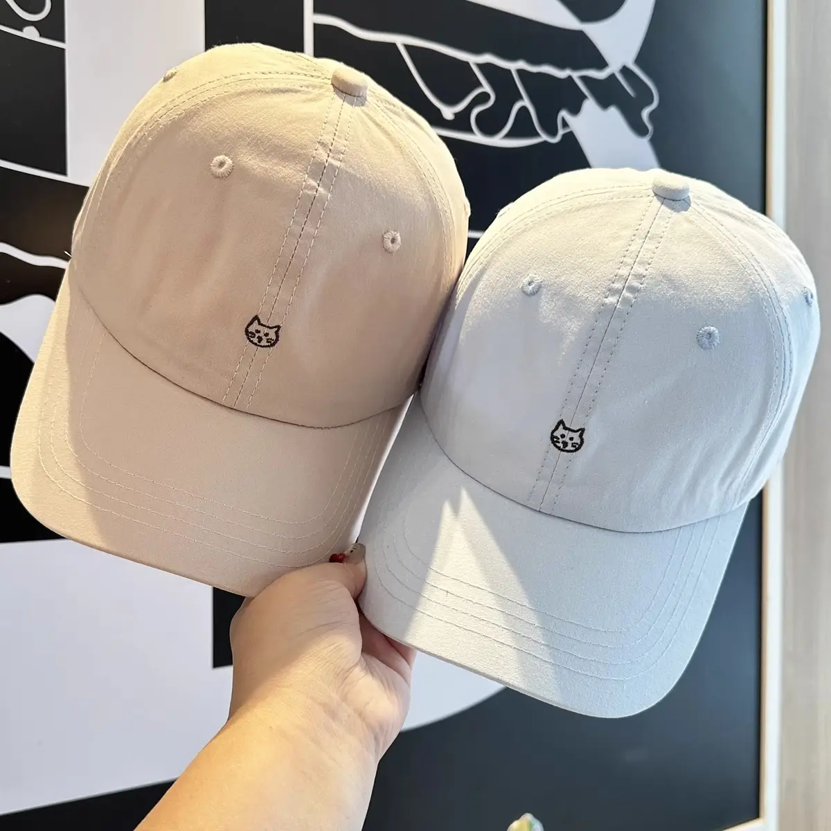 Beige Cat Embroidered Baseball Cap for Women — feature 4
