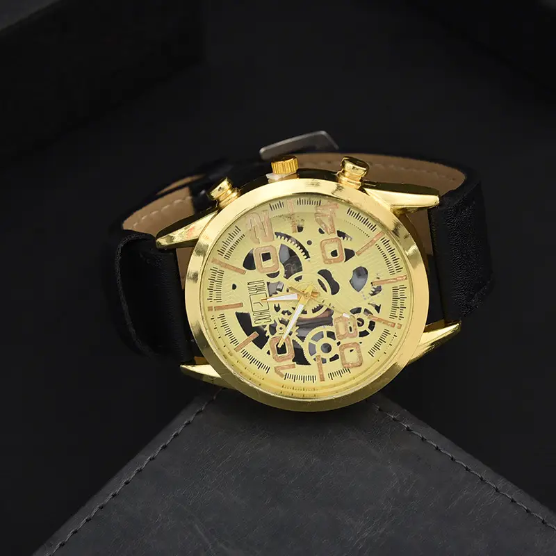 Men's Hollow Luminous Watch with Cowhide Belt - Image 3
