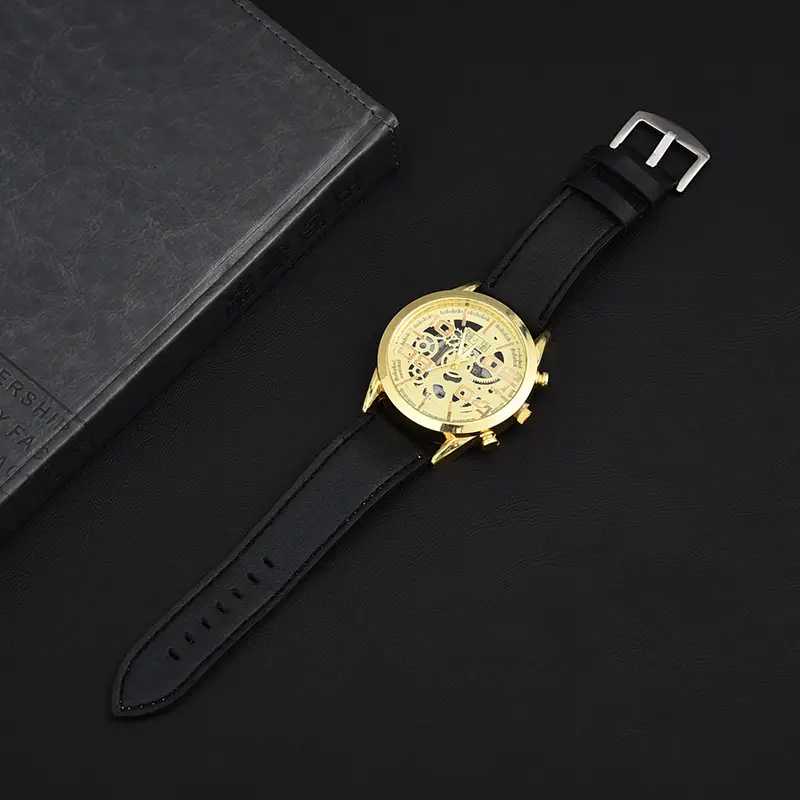 Men's Hollow Luminous Watch with Cowhide Belt - Image 4