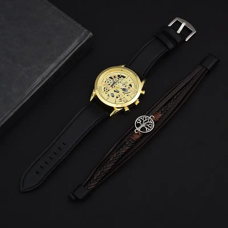 Men's Hollow Luminous Watch with Cowhide Belt - Image 6