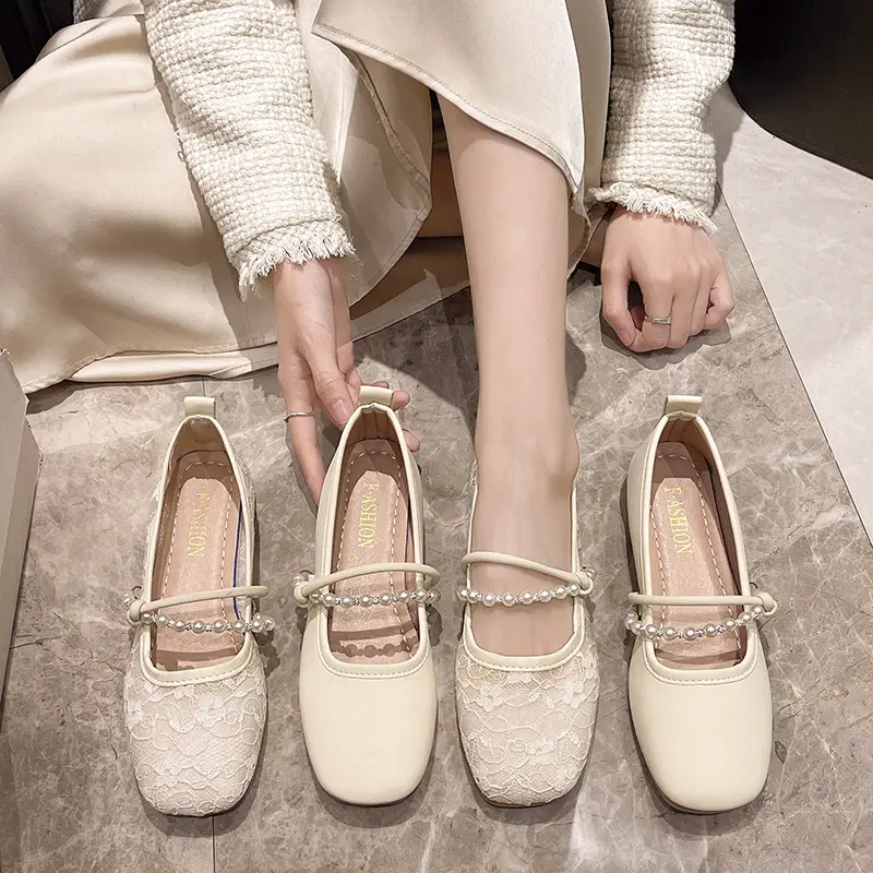 Shoes Women's Flat 2025 New Spring and Summer National Style Elegant Lace Hollow Breathable Skirt Cheongsam Bean Shoes - Image 4