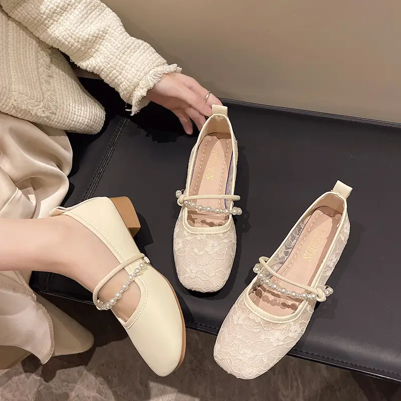 Shoes Women's Flat 2025 New Spring and Summer National Style Elegant Lace Hollow Breathable Skirt Cheongsam Bean Shoes - Image 5