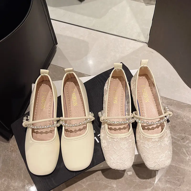 Shoes Women's Flat 2025 New Spring and Summer National Style Elegant Lace Hollow Breathable Skirt Cheongsam Bean Shoes - Image 6