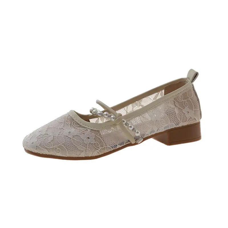 Shoes Women's Flat 2025 New Spring and Summer National Style Elegant Lace Hollow Breathable Skirt Cheongsam Bean Shoes - Image 7