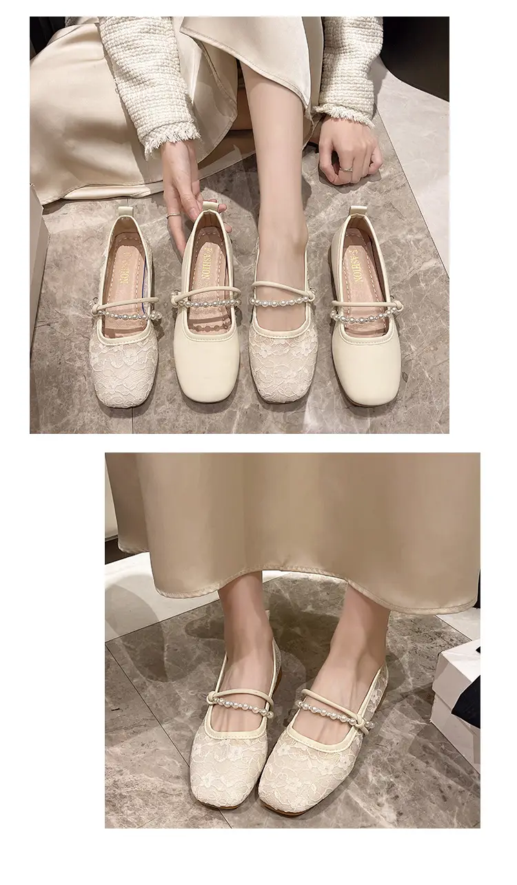 Shoes Women's Flat 2025 New Spring and Summer National Style Elegant Lace Hollow Breathable Skirt Cheongsam Bean Shoes — feature 6