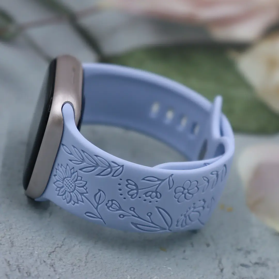 Suitable for Applewatch Adjustable Watch Strap Sunflower Engraved Silicone Strap Fashionable Casual Apple Watch Band