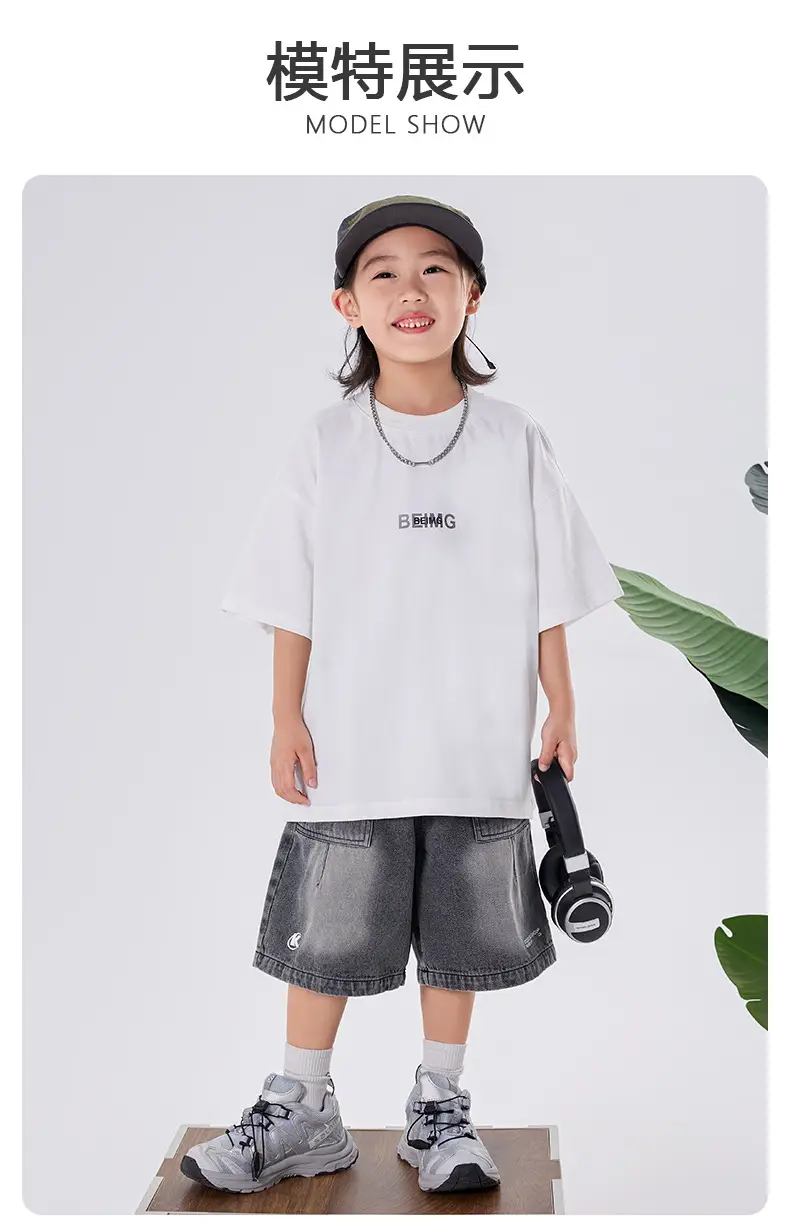 Boys Cotton T-shirt Large Summer Wear Loose Casual — feature 4
