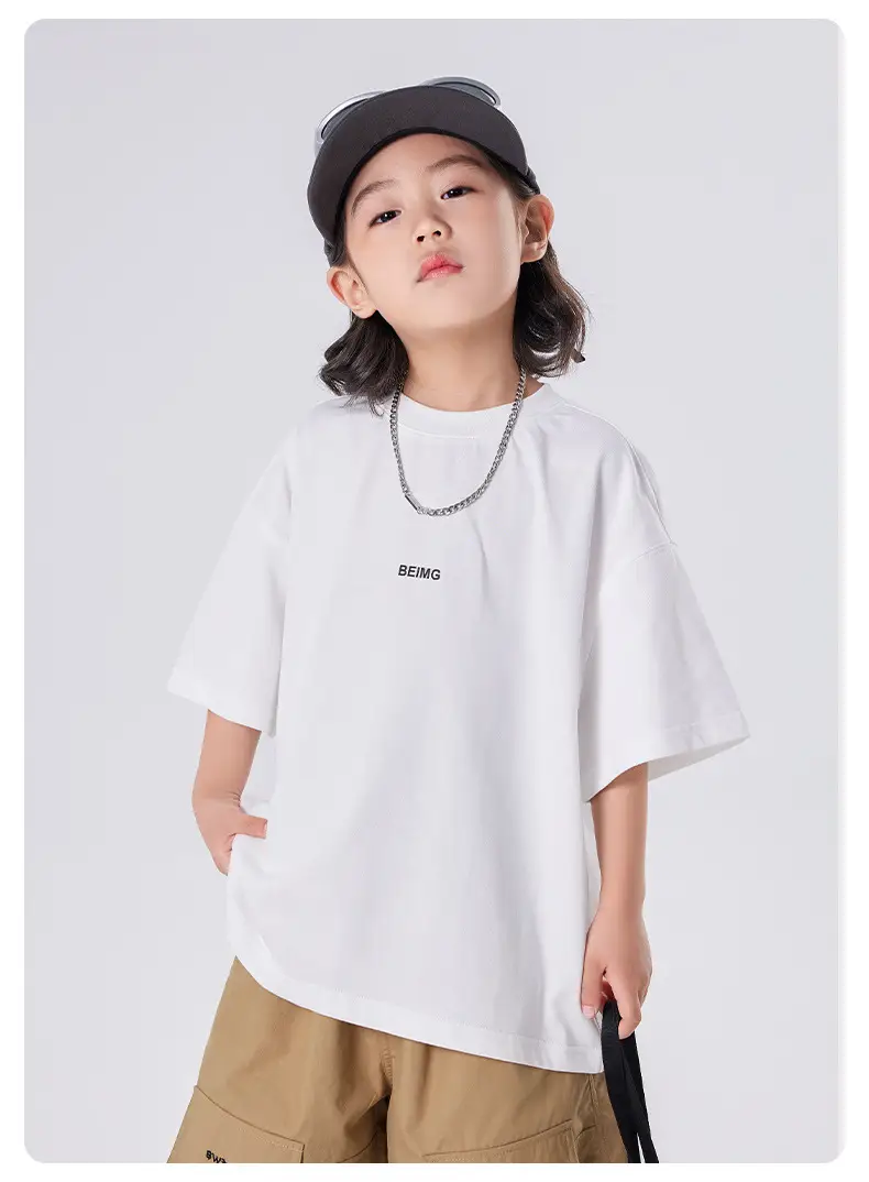 Boys Cotton T-shirt Large Summer Wear Loose Casual — feature 5