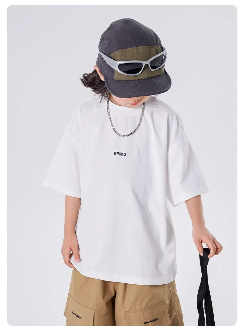 Boys Cotton T-shirt Large Summer Wear Loose Casual — feature 6