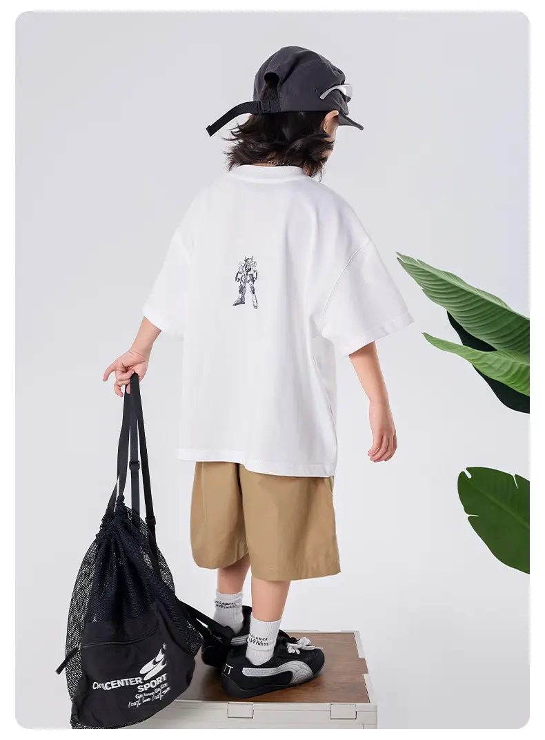 Boys Cotton T-shirt Large Summer Wear Loose Casual — feature 7