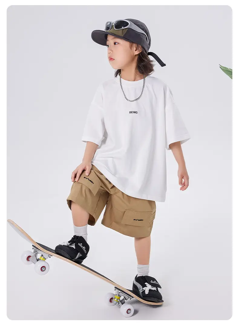 Boys Cotton T-shirt Large Summer Wear Loose Casual — feature 8