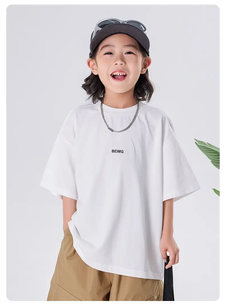 Boys Cotton T-shirt Large Summer Wear Loose Casual — feature 9