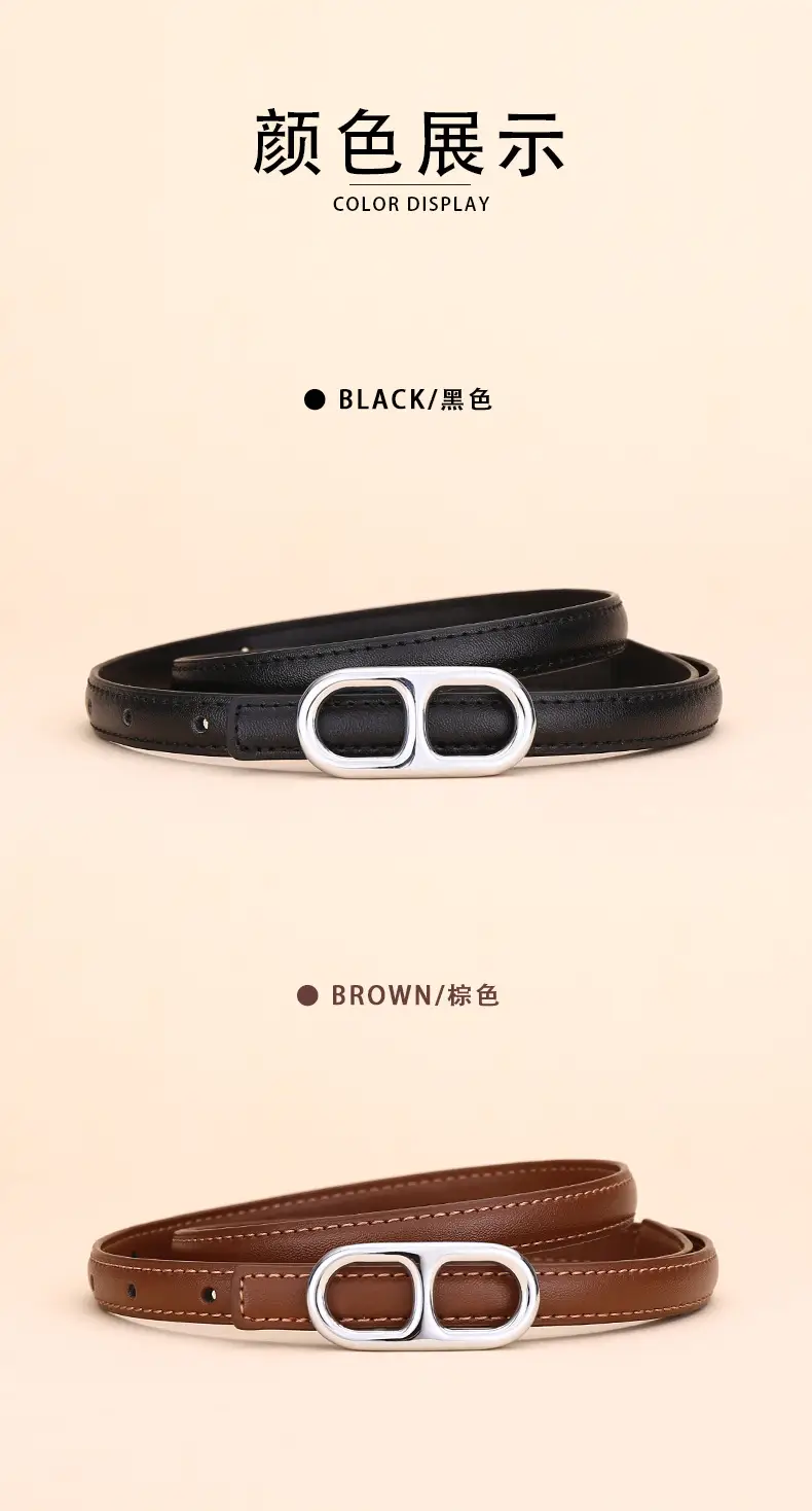 Black Leather Belt with Silver Buckle for Women — feature 11