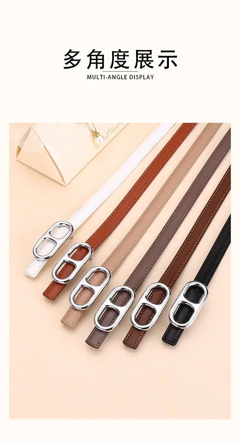 Black Leather Belt with Silver Buckle for Women — feature 14