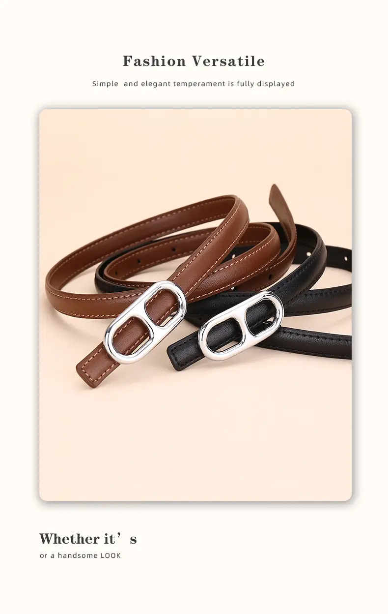 Black Leather Belt with Silver Buckle for Women — feature 15