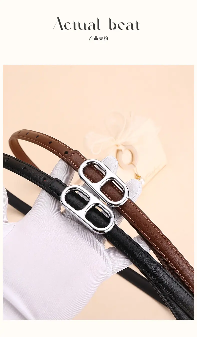 Black Leather Belt with Silver Buckle for Women — feature 16