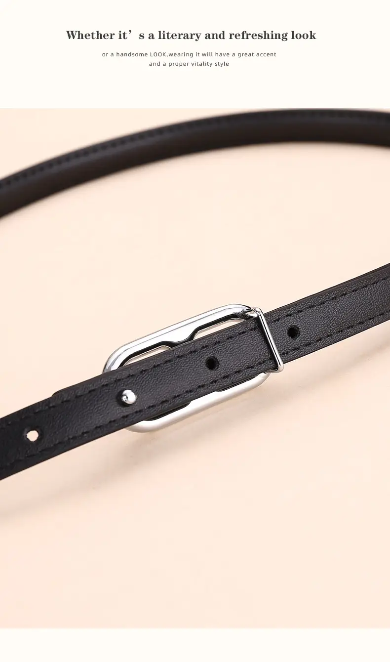 Black Leather Belt with Silver Buckle for Women — feature 18