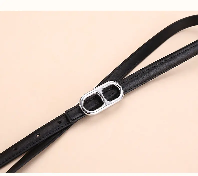 Black Leather Belt with Silver Buckle for Women — feature 20