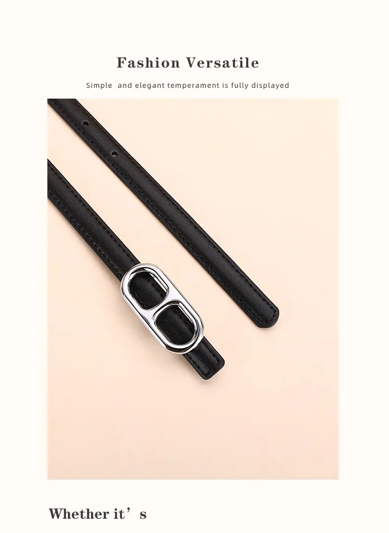 Black Leather Belt with Silver Buckle for Women — feature 21