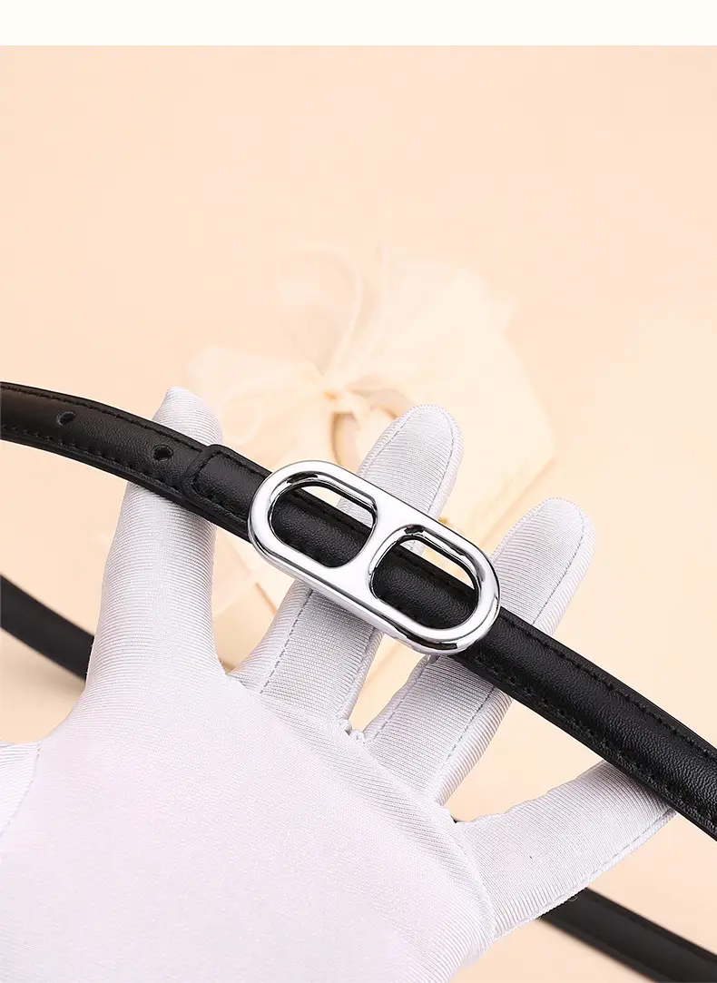 Black Leather Belt with Silver Buckle for Women — feature 22
