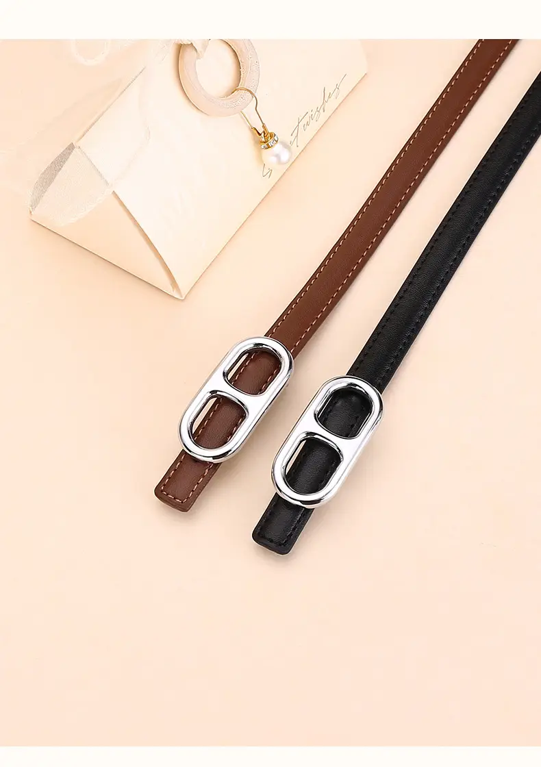 Black Leather Belt with Silver Buckle for Women — feature 23