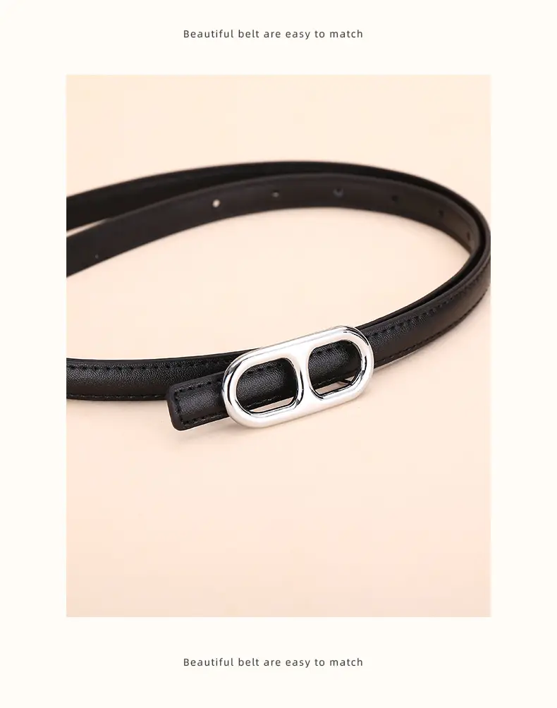 Black Leather Belt with Silver Buckle for Women — feature 24