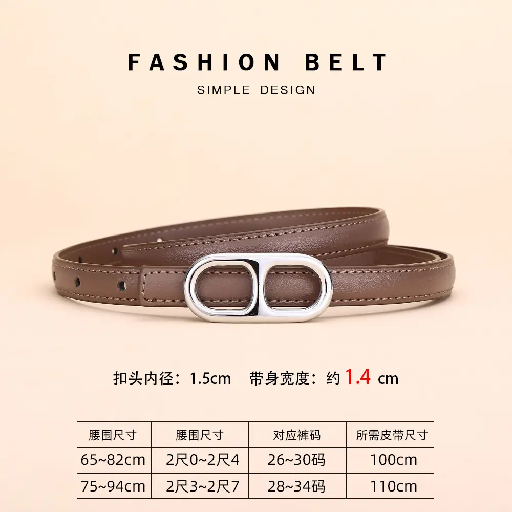 Black Leather Belt with Silver Buckle for Women - Image 3