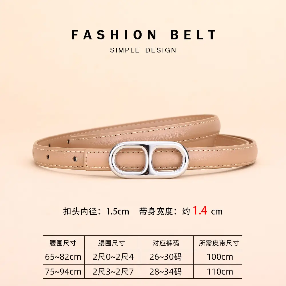 Black Leather Belt with Silver Buckle for Women - Image 4