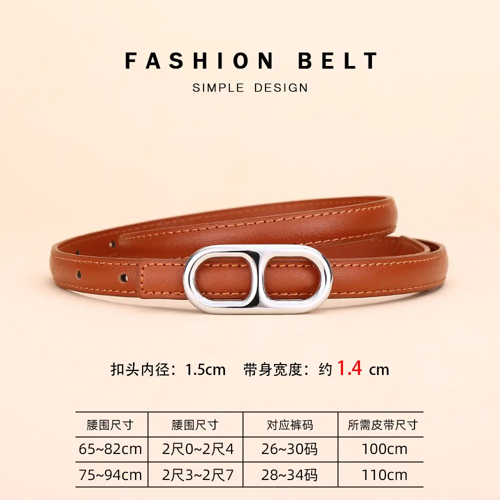 Black Leather Belt with Silver Buckle for Women - Image 5