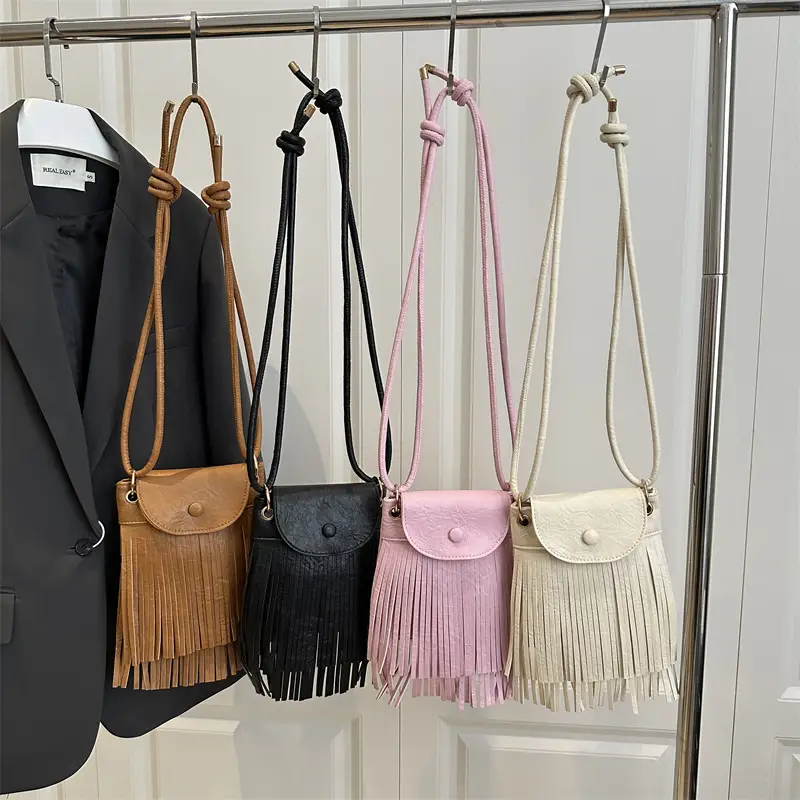 Pink Tassel Mobile Phone Bag for Women - Image 6