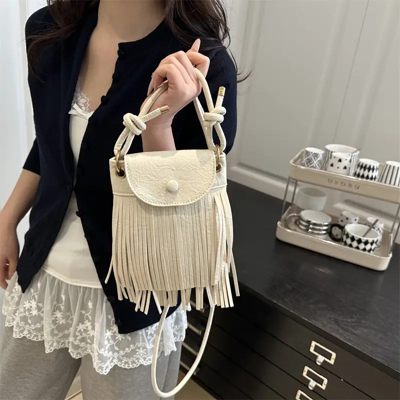 Pink Tassel Mobile Phone Bag for Women - Image 8
