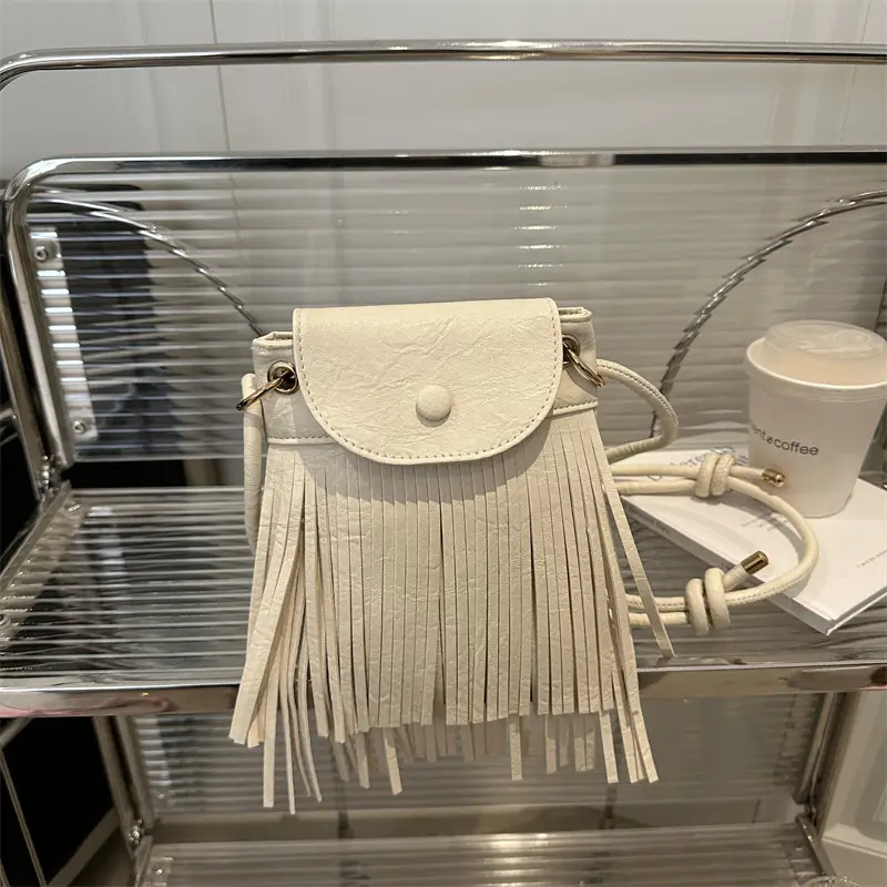 Pink Tassel Mobile Phone Bag for Women - Image 2