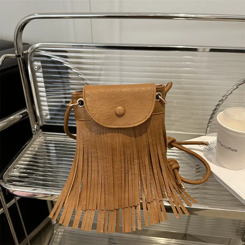 Pink Tassel Mobile Phone Bag for Women - Image 3
