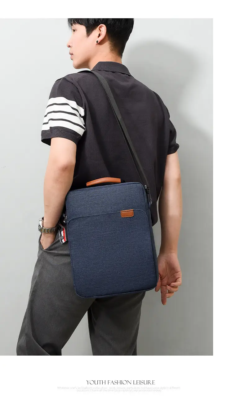 Business Casual Men's Black Oxford Shoulder Bag Large Capacity — feature 18