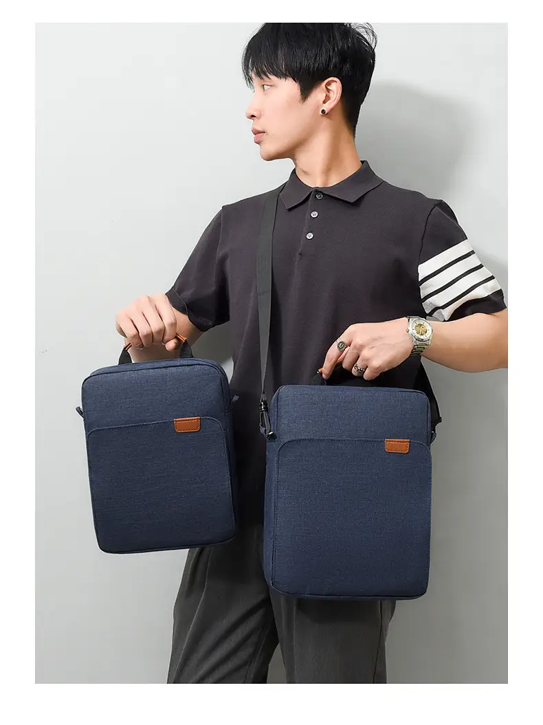 Business Casual Men's Black Oxford Shoulder Bag Large Capacity — feature 19