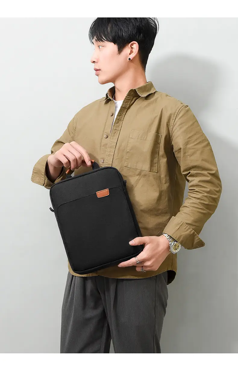 Business Casual Men's Black Oxford Shoulder Bag Large Capacity — feature 20