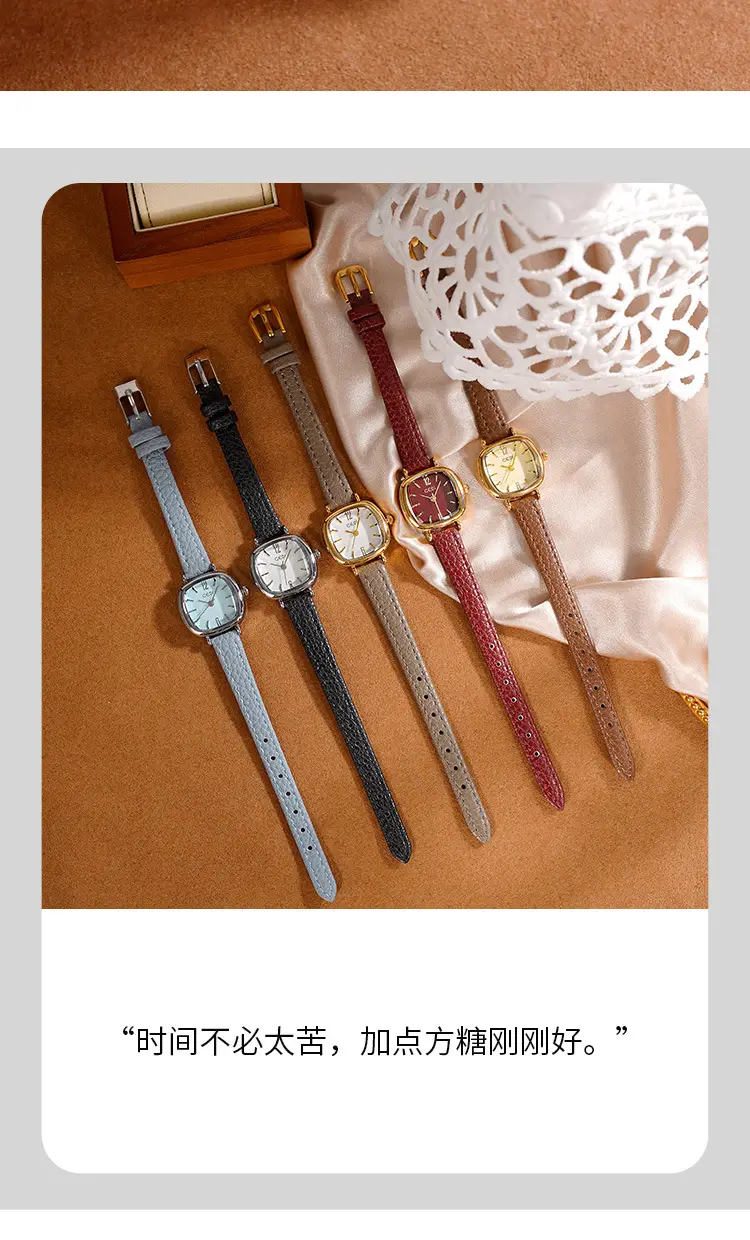 Women's Gold Quartz Watch with Red Leather Strap — feature 11