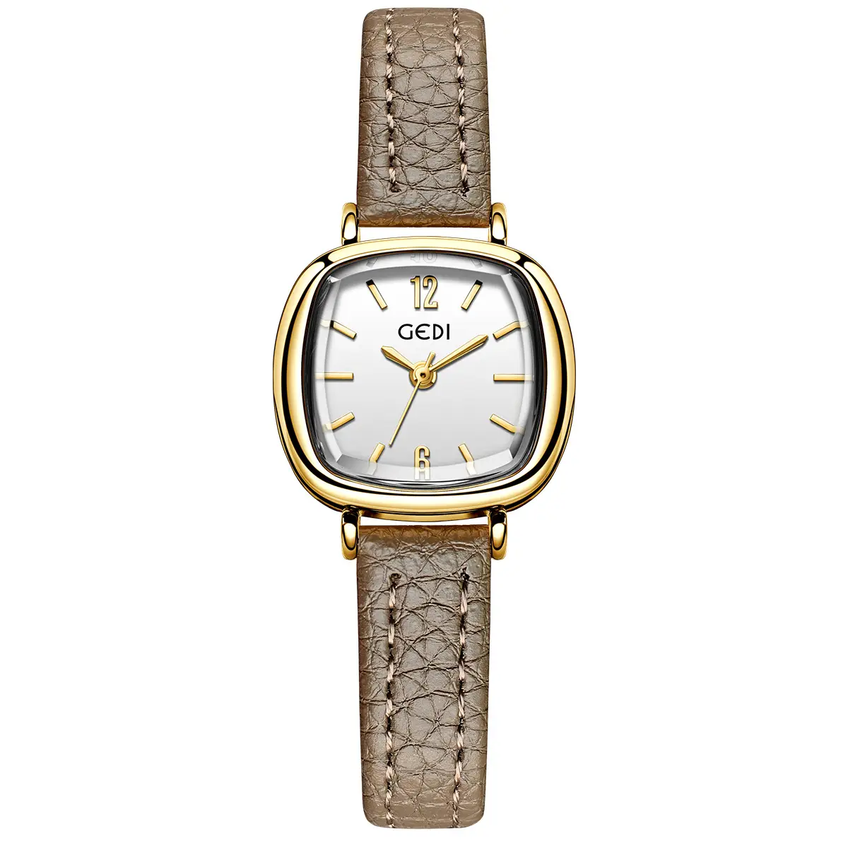 Women's Gold Quartz Watch with Red Leather Strap - Image 5