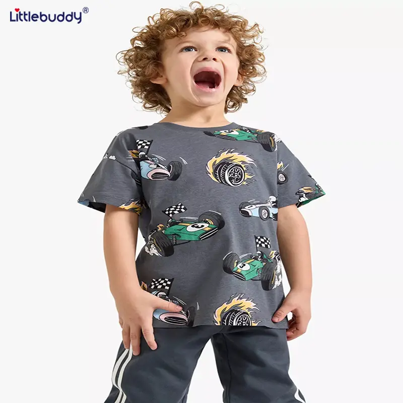 Boys Pure Cotton Cartoon Print T-Shirt 2025 Summer - Image 2