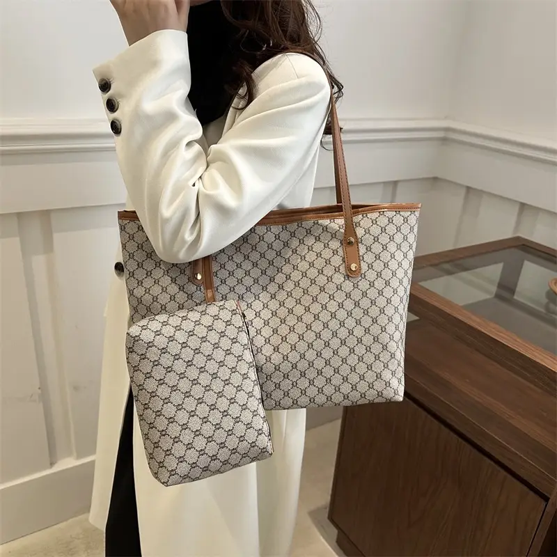 Women's 2-Piece Retro Plaid Tote Bag Set - Image 7