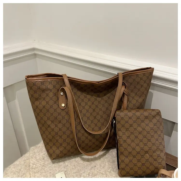 Women's 2-Piece Retro Plaid Tote Bag Set - Image 2