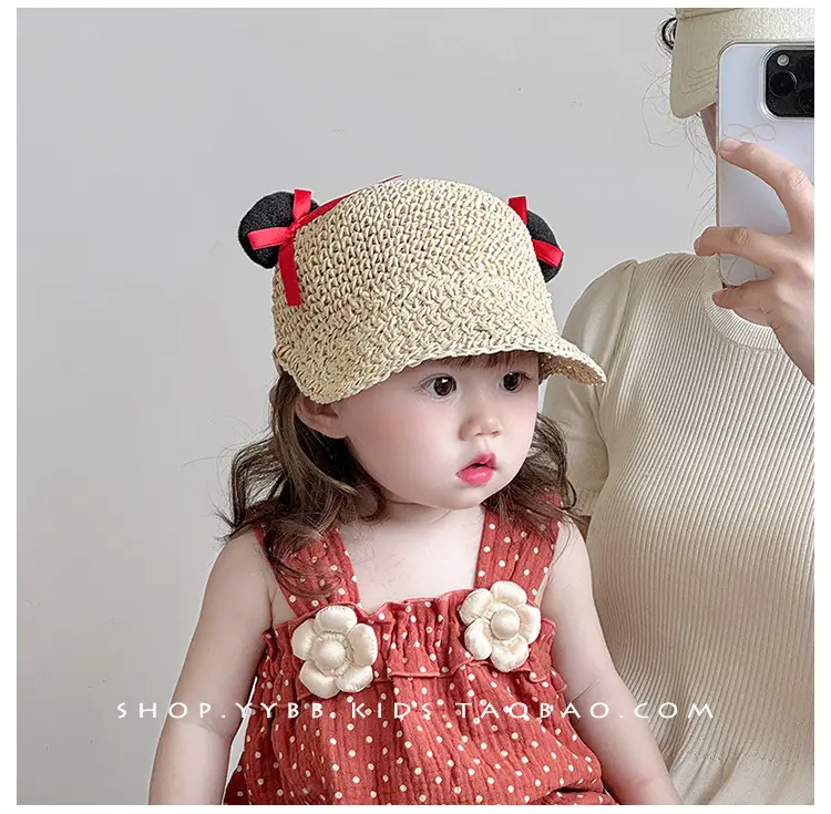 Baby Straw Hat with Red Bow for Girls — feature 1