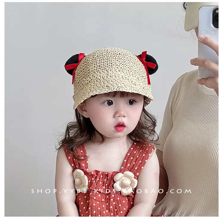 Baby Straw Hat with Red Bow for Girls — feature 2