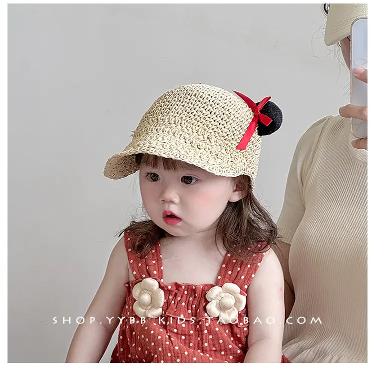Baby Straw Hat with Red Bow for Girls — feature 3