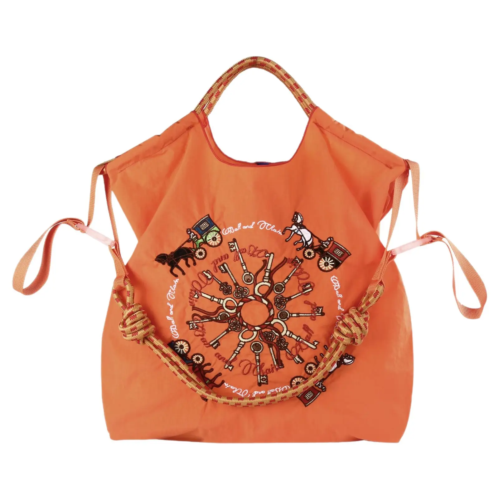 Embroidered Crossbody Bag for Women Large Capacity Orange Blue - Image 32