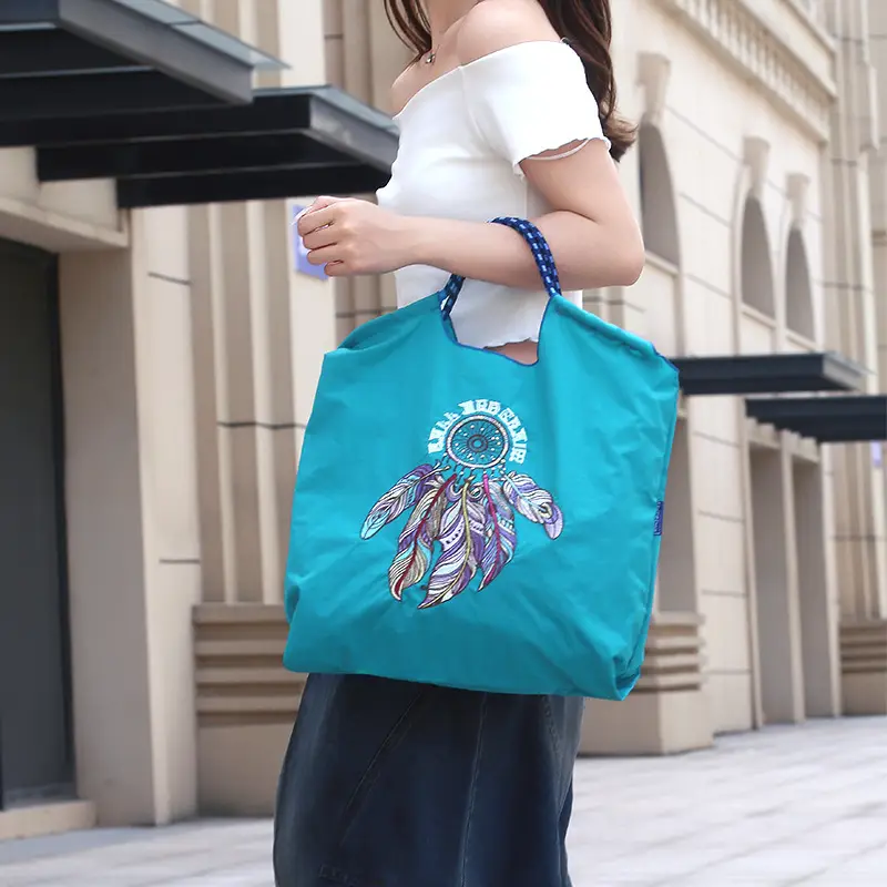 Embroidered Crossbody Bag for Women Large Capacity Orange Blue — feature 11